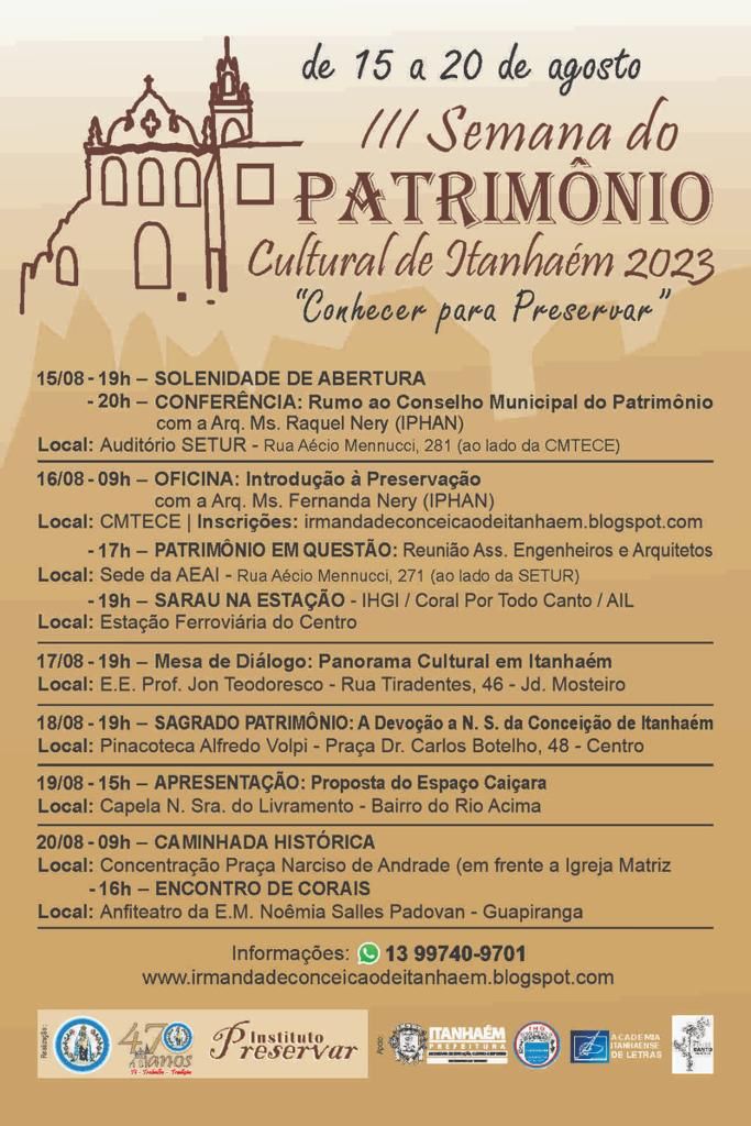 III SEMANA DO PATRIMONIO CULTURAL DE ITANHAÉM 2023