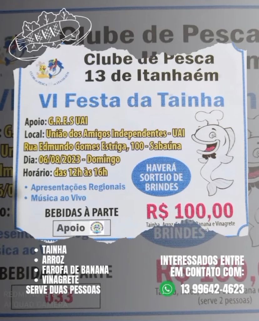 VI FESTA DA TAINHA - CLUBE DE PESCA 13 DE ITANHAÉM