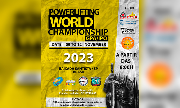 Pela 1ª vez no Brasil, Campeonato Mundial de Powerlifting acontece em Itanhaém