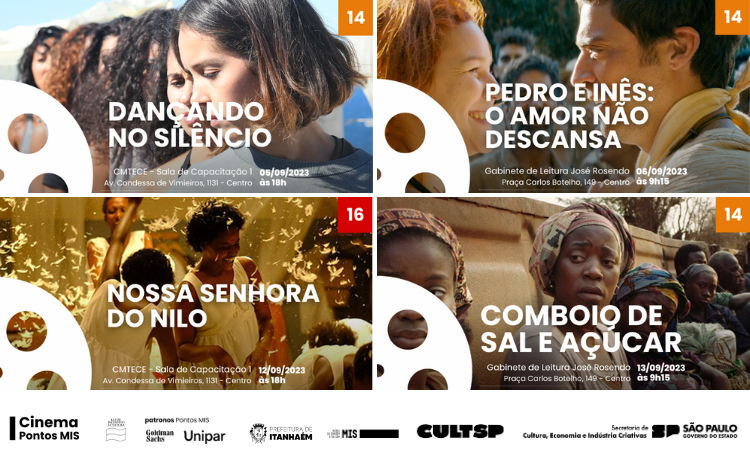 sessões de cinema do Pontos MIS  - programação setembro