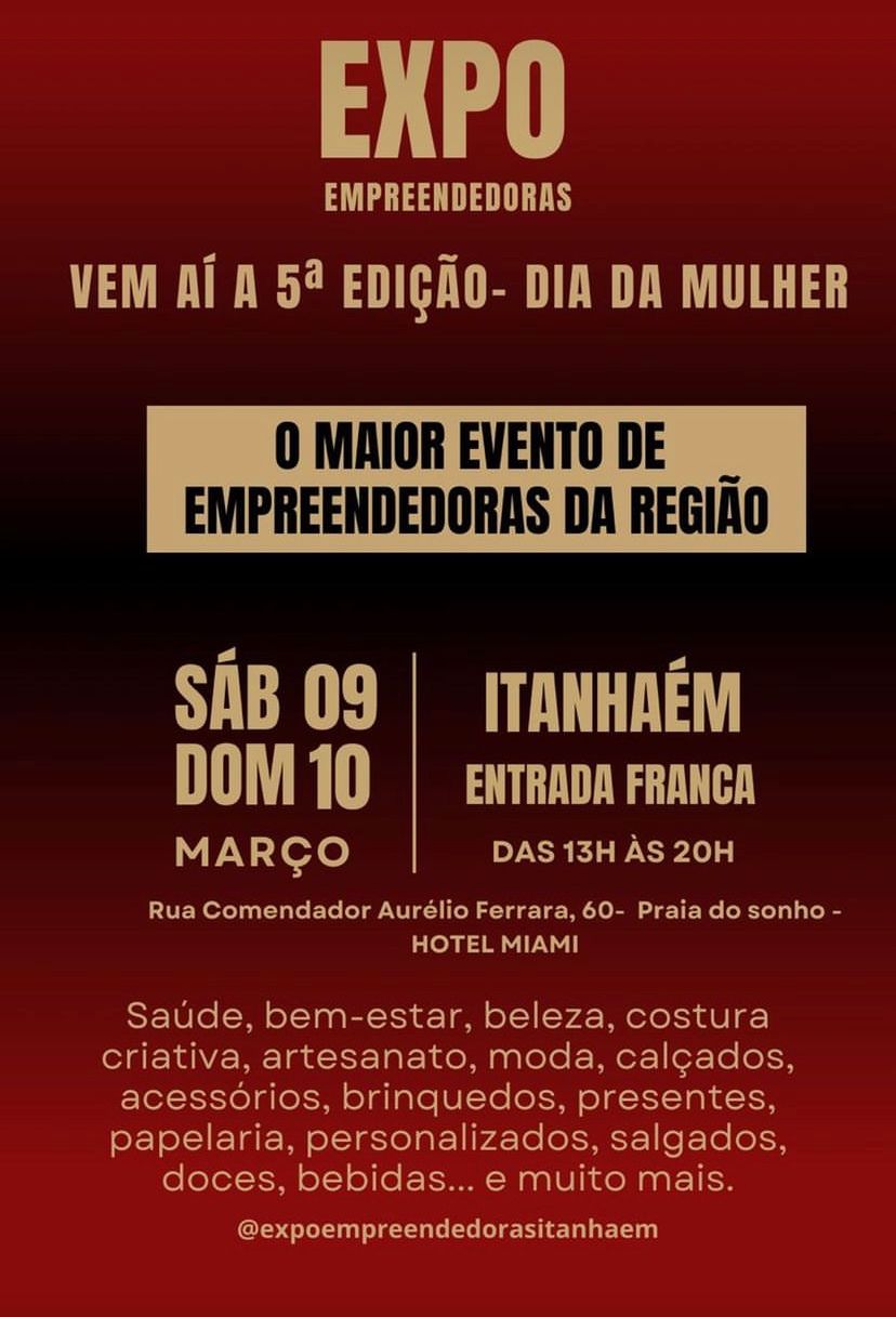 expo empreendedoras itanhaém - 5 edição - Dia da Mulher