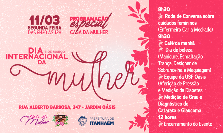 Casa da Mulher realiza eventos em celebração ao Dia Internacional das Mulheres