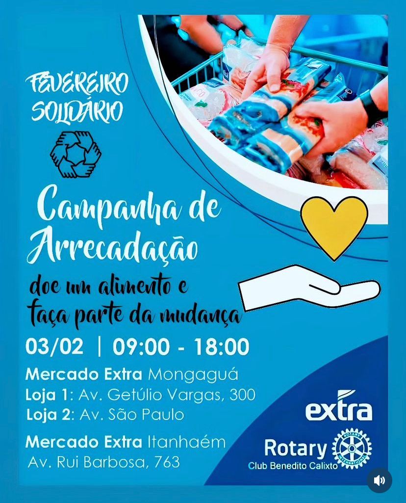 campanha de arrecadação - Rotary Benedito Calixto